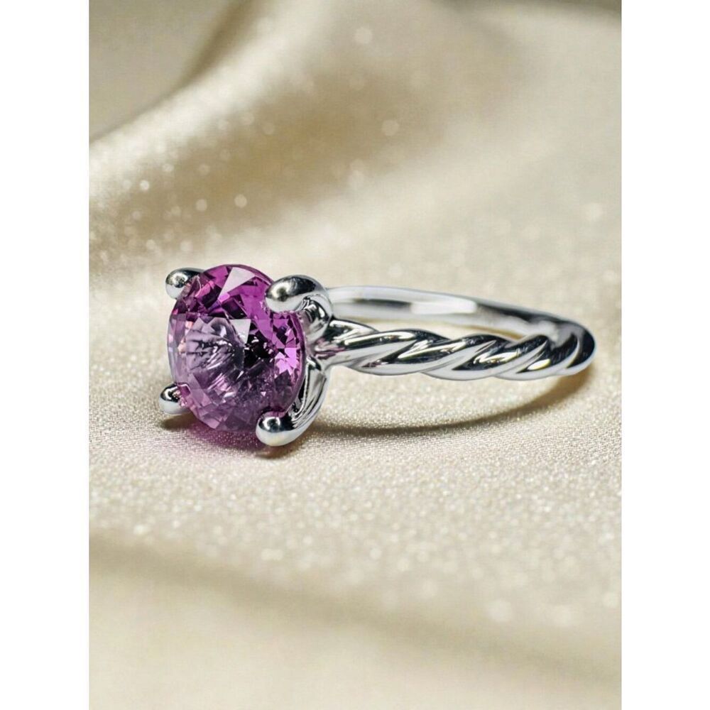James Allen 14K Gold Natural Pink Sapphire Diamond Engagement Ring Size 6